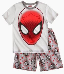 Pijama de vara Spiderman alb/gri imprimat