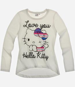Bluza cu maneca lunga Hello Kitty alba