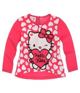 Bluza Hello Kitty roz cu inimioare albe