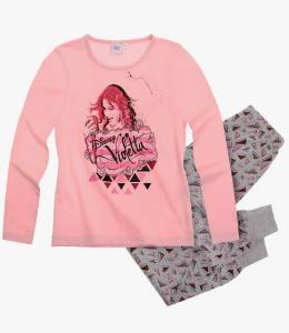 Pijama cu maneca lunga Disney Violetta roz/gri