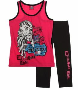 Pijama de vara Monster High roz/negru