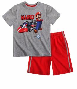 Set tricou cu pantaloni scurti Super Mario gri/rosu