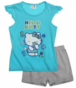 Pijama de vara Hello Kitty albastru/gri