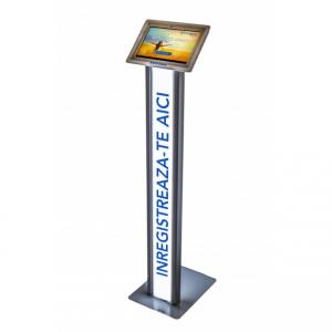 Sistem SIGN IN pentru vizitatori, cu tableta si stand (Tip stand - Stand de podea iluminat)