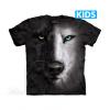 Tricou copii black and white wolf face
