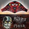 Masca biker full face red face yellow horns