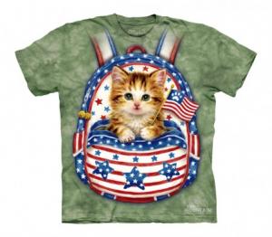 Tricou Copiii Patriotic Backpack Kitten