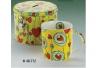 Gift set two in one, lively yellow tea mug with heart decor in handy savings box, mug: new bone