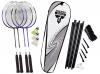 Set badminton cu fileu 4 rachete fighter cu husa