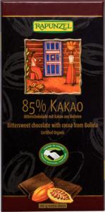 Ciocolata amaruie 85% cacao, BIO, Rapunzel, 80 gr.