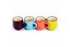 Set de 4 cani colorate din ceramica Vabene 6040012, 400ml, interor alb