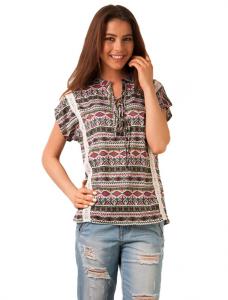 Bluza Casual "Aztec Lace" Green&Pink