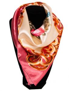 Esarfa Satinata "Satin Roses" Pink&Beige