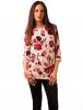 Bluza casual "you could be happy roses" beige&red