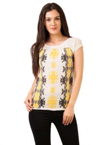 Tricou Cu Imprimeu "Traditional Heart Of The City" White&Yellow