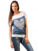 Tricou cu imprimeu "bonjour heart" blue&white