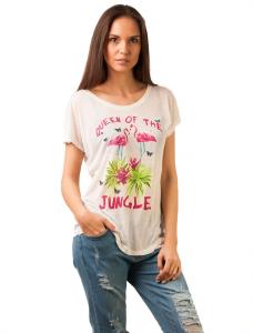 Tricou Cu Imprimeu "Queen Of The Jungle" White