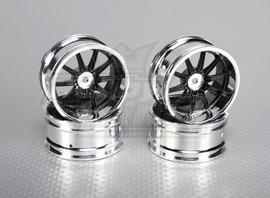 Set jante Cromate cu 10 spite pentru 1/10 Touring/Drift 4 buc