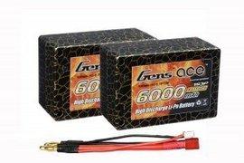 Acumulator Gens ace Gens ace 6000mAh 7.4V 25C 2S3P Hard Case Lipo -Mufa Bullet + Tamiya