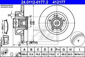 Disc frana spate Opel Vivaro fabricat incepand cu 08.2001 ATE