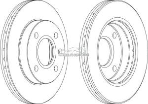 Disc frana fata ventilat Ford Escort fabricat in perioada 07.1990 - 07.2000 FERODO