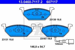 Set placute frana fata VW Caddy 3 III fabricat incepand cu 03.2004 ATE