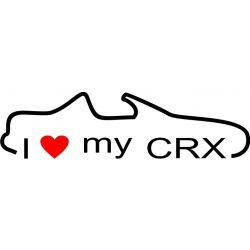 Stickere auto I love my Honda CRX v2