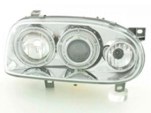 Set faruri Angel Eyes pentru VW Golf 3 Typ 1HXO, 1 EXO an fab. 91-97 cromate fk - SFA42720