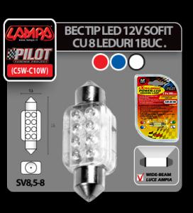 Bec tip LED 12V sofit cu 8 leduri 13x35 mm SV8,5-8 1buc - BLSL503