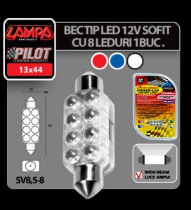 Bec tip LED 12V sofit cu 8 leduri 13x44 mm SV8,5-8 1buc - BLSL504