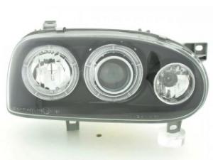 Set faruri Angel Eyes pentru VW Golf 3 Typ 1HXO, 1 EXO an fab. 91-97 negre fk - SFA42743