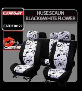 Huse scaun Black & White Flower 9buc - HSBW932