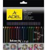 Creioane colorate lemn negru 24 culori adel