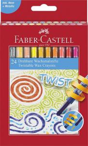 Creioane cerate 24 culori retractabile Faber-Castell