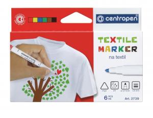 Marker textile 6 culori Centropen 2739