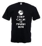 Tricou negru imprimat Mortal Kombat Finish Him