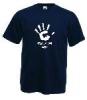 Tricou navy, imprimat talk to the hand alb