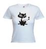 Tricou dama, alb imprimat pussycat