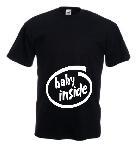 Tricou negru, pentru gravide imprimat Baby inside