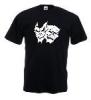 Tricou negru imprimat 2 cranii