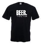 Tricou negru, imprimat Beer 8 alb