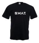 Tricou negru, imprimat S.W.A.T alb