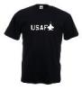 Tricou negru, imprimat us air force alb