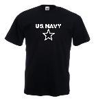 Tricou negru, imprimat US Navy alb