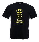 Tricou negru imprimat Keep Calm and call Batman