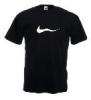 Tricou negru, imprimat funny nike alb