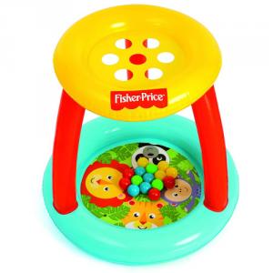 Centru de Joaca Gonflabil Fisher Price cu 15 Bile si Parasolar, 89 x 84 cm