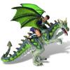 Figurina luptator pe dragon verde