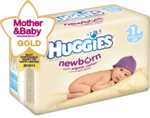 HUGGIES New Born - Scutece Copii Nr. 1 (2-5 kg) - 27 buc (din bumbac organic)