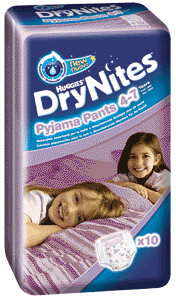 HUGGIES Dry Nites Girl - Chilot Absorbant Noapte Copii 4-7 ani (17-30 kg) - 10 buc